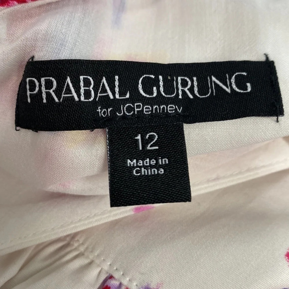 Prabal Gurung "NEW" White Floral V-Neck Ruffle Sleeveless Mini Dress Size 12 - Picture 10 of 11